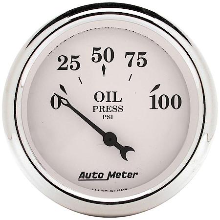 Gauge; Oil Press; 2 1/16"; 100 PSI; Electric; Old Tyme White