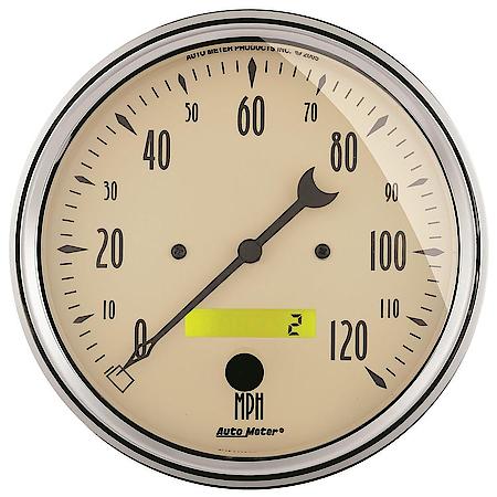 Gauge; Speedometer; 5"; 120MPH; Electrical Prog. With LCD ODO; Antique Beige