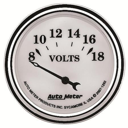 Gauge; Voltmeter; 2 1/16"; 18V; Electric; Old Tyme White II