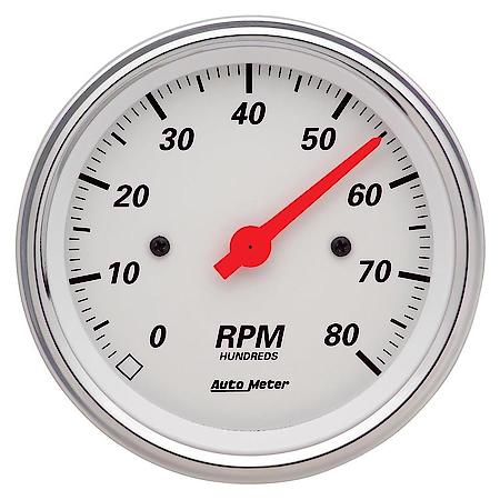 Gauge; Tachometer; 3 3/8"; 8K RPM; In-Dash; Arctic White