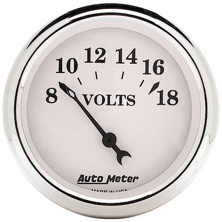 Gauge; Voltmeter; 2 1/16"; 18V; Electric; Old Tyme White