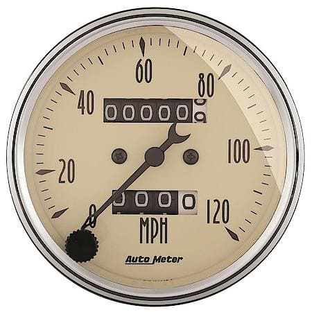 Gauge; Speedometer; 3 1/8"; 120MPH; Mechanical; Antique Beige