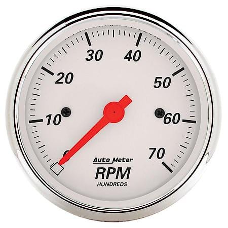 Gauge; Tachometer; 3 1/8"; 7K RPM; In-Dash; Arctic White