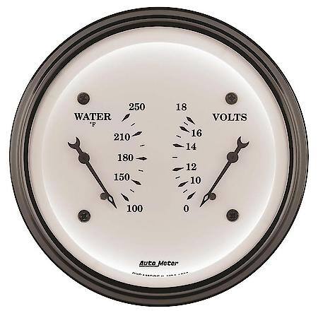 Gauge; Dual; Wtmp/Volt; 3 3/8"; 250 Deg. F/18V; Electric; Old Tyme White