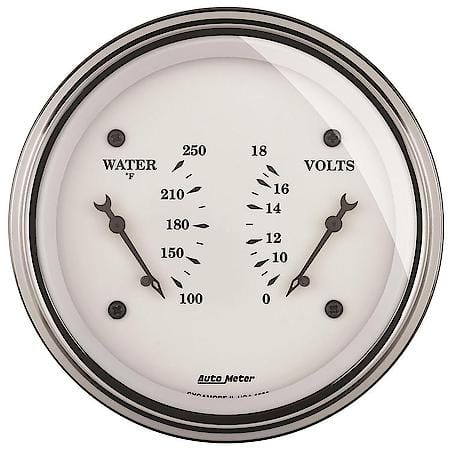 Gauge; Dual; Wtmp/Volt; 3 3/8"; 250 Deg. F/18V; Electric; Old Tyme White