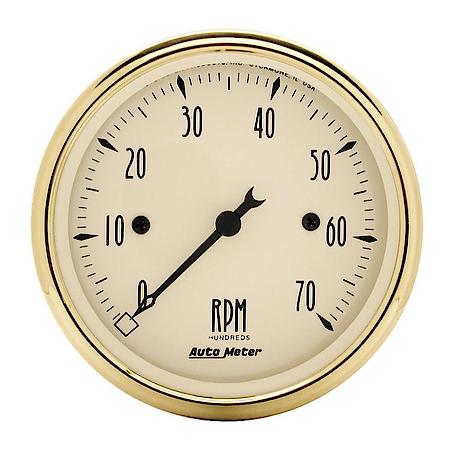 Gauge; Tachometer; 3 1/8"; 7K RPM; In-Dash; Black Bezel; Golden Oldies