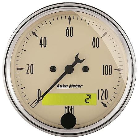 Gauge; Speedo.; 3 1/8"; 120MPH; Electrical Prog. With LCD ODO; Antique Beige