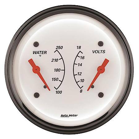 Gauge; Dual; Wtmp/Volt; 3 3/8"; 250 Deg. F/18V; Electric; Arctic White