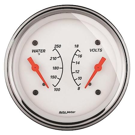 Gauge; Dual; Wtmp/Volt; 3 3/8"; 250 Deg. F/18V; Electric; Arctic White