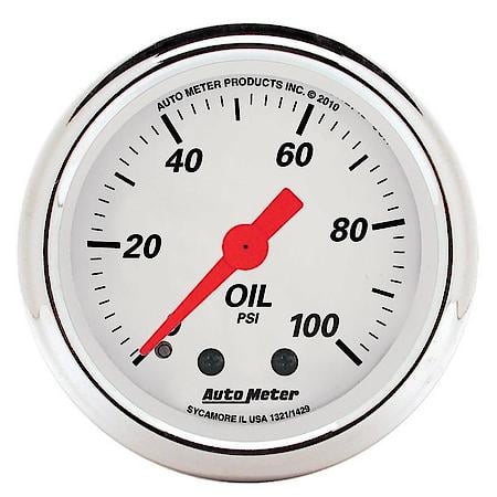 Gauge; Oil Press; 2 1/16"; 100 PSI; Mechanical; Arctic White