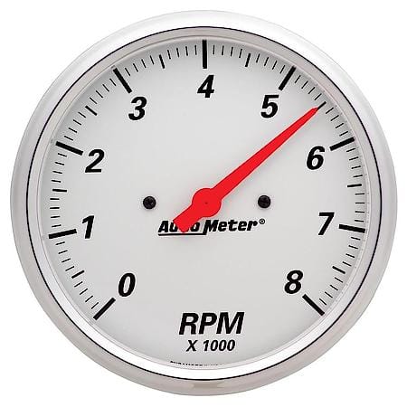 Gauge; Tachometer; 5"; 8K RPM; In-Dash; Arctic White