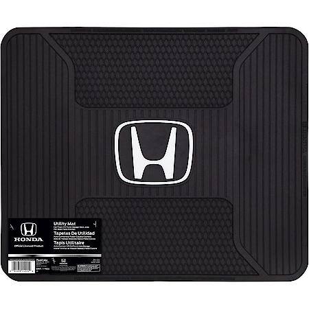 Honda Utility Mat: Black With White Logo, Rubber, Durable, Universal, 1 Pack
