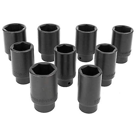 9Pc Deluxe Axle Nut Socket Set Kit