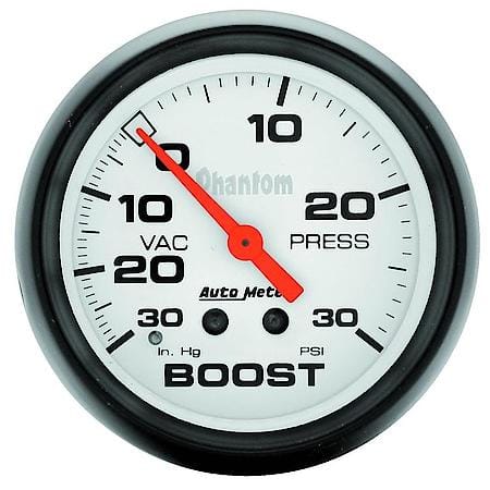 Gauge; Vac/Boost; 2 5/8"; 30Inhg-30 PSI; Mechanical; Phantom