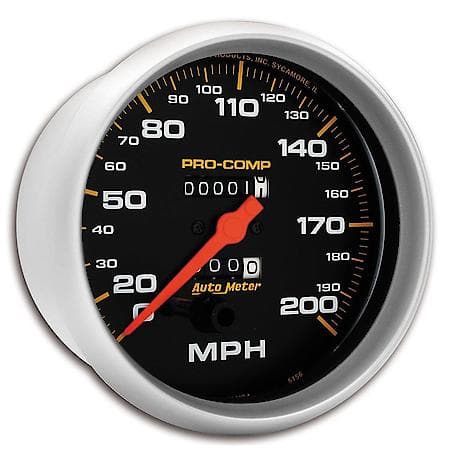 Gauge; Speedometer; 5"; 200MPH; Mechanical; Pro-Comp