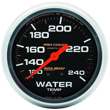 Gauge; Water Temperature; 2 5/8"; 120-240 Deg. F; Liquid Filled Mechanical; Pro-Comp