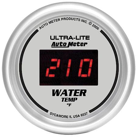 Gauge; Water Temperature; 2 1/16"; 340 Deg. F; Digital; Silver Dial With Red LED