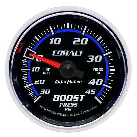 Gauge; Vac/Boost; 2 1/16"; 30Inhg-45 PSI; Mechanical; Cobalt