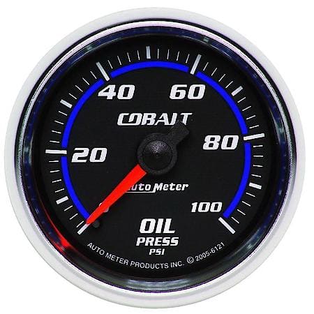 Gauge; Oil Pressure; 2 1/16"; 100 PSI; Mechanical; Cobalt