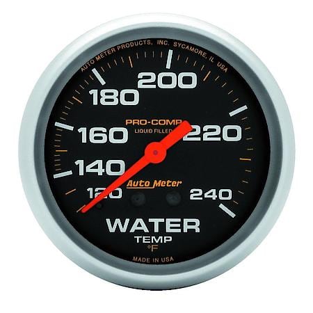 Gauge; Water Temperature; 2 5/8"; 120-240 Deg. F; Liquid Filled Mechanical; 12Ft.; Pro-Comp
