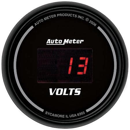 Gauge; Voltmeter; 2 1/16"; 18V; Digital; Black Dial With Red LED