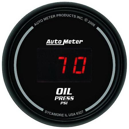 Gauge; Oil Pressure; 2 1/16"; 100 PSI; Digital; Black Dial With Red LED