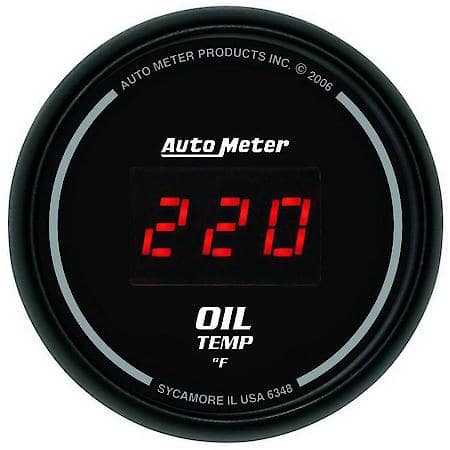 Gauge; Oil Temperature; 2 1/16"; 340 Deg. F; Digital; Black Dial With Red LED