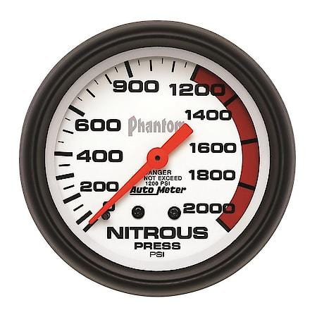 Gauge; Nitrous Pressure; 2 5/8"; 2000 PSI; Mechanical; Phantom