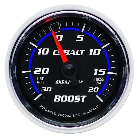 Gauge; Vac/Boost; 2 1/16"; 30Inhg-20 PSI; Mechanical; Cobalt