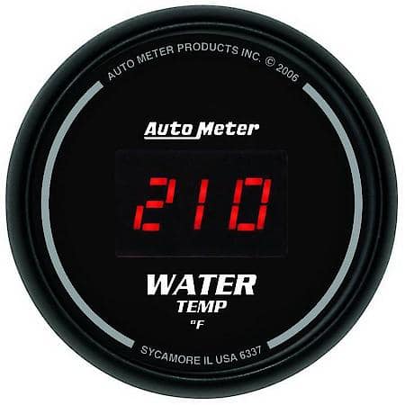 Gauge; Water Temperature; 2 1/16"; 340 Deg. F; Digital; Black Dial With Red LED