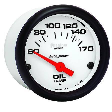 Gauge; Oil Temperature; 2 1/16"; 60-170 Deg. F; Electric; Phantom