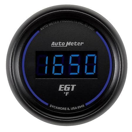Gauge; Pyrometer (EGT); 2 1/16"; 1600 Deg. F; Digital; Black Dial With Blue LED