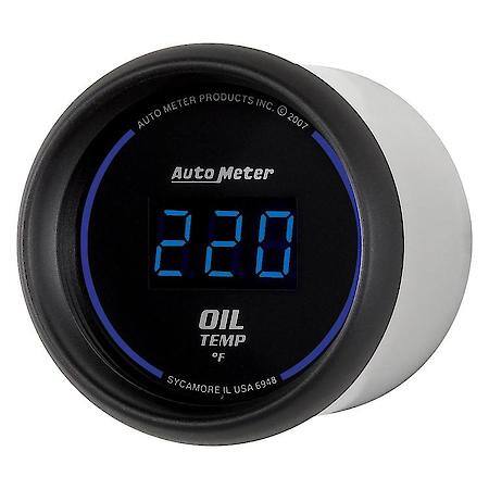 Gauge; Oil Temperature; 2 1/16"; 340 Deg. F; Digital; Black Dial With Blue LED