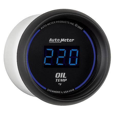 Gauge; Oil Temperature; 2 1/16"; 340 Deg. F; Digital; Black Dial With Blue LED