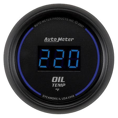 Gauge; Oil Temperature; 2 1/16"; 340 Deg. F; Digital; Black Dial With Blue LED