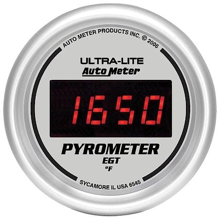 Gauge; Pyrometer (EGT); 2 1/16"; 1600 Deg. F; Digital; Silver Dial With Red LED