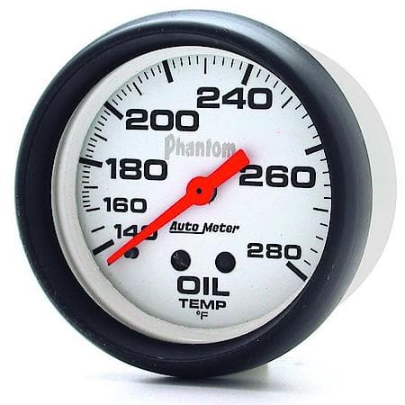 Gauge; Oil Temperature; 2 5/8"; 140-280 Deg. F; Mechanical; Phantom