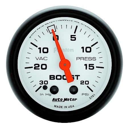 Gauge; Vac/Boost; 2 1/16"; 30Inhg-20 PSI; Mechanical; Phantom