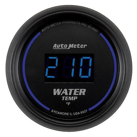 Gauge; Water Temperature; 2 1/16"; 340 Deg. F; Digital; Black Dial With Blue LED
