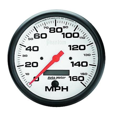 Gauge; Speedo; 5"; 160MPH; Electrical Program With LCD ODO; Phantom