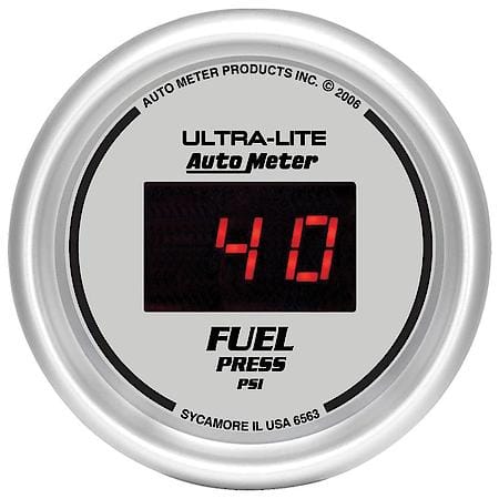Gauge; Fuel Pressure; 2 1/16"; 100 PSI; Digital; Silver Dial With Red LED