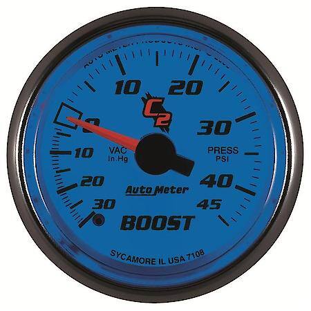 Gauge; Vac/Boost; 2 1/16"; 30Inhg-45 PSI; Mechanical; C2