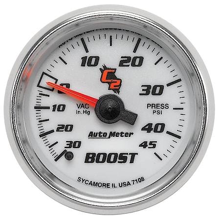 Gauge; Vac/Boost; 2 1/16"; 30Inhg-45 PSI; Mechanical; C2