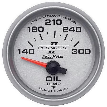Gauge; Oil Temperature; 2 1/16"; 140-300 Deg. F; Electric; Ultra-Lite II