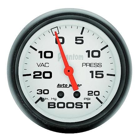 Gauge; Vac/Boost; 2 5/8"; 30Inhg-20 PSI; Mechanical; Phantom