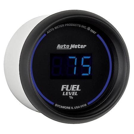 Gauge; Fuel Level; 2 1/16"; 0-280O Programmable; Digital; Black Dial With Blue Le