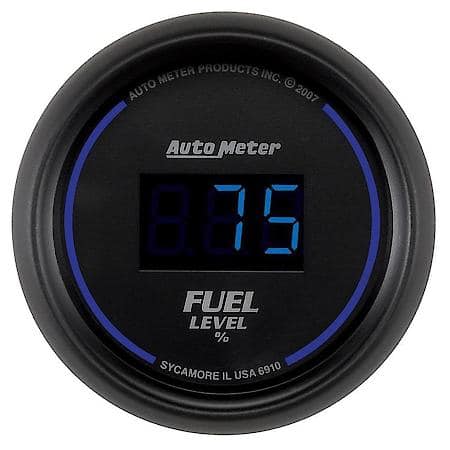 Gauge; Fuel Level; 2 1/16"; 0-280O Programmable; Digital; Black Dial With Blue Le