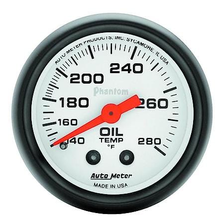 Gauge; Oil Temperature; 2 1/16"; 140-280 Deg. F; Mechanical; Phantom
