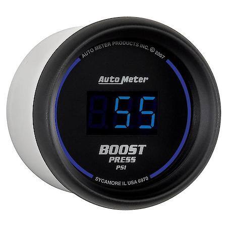 Gauge; Boost; 2 1/16"; 60 PSI; Digital; Black Dial With Blue LED