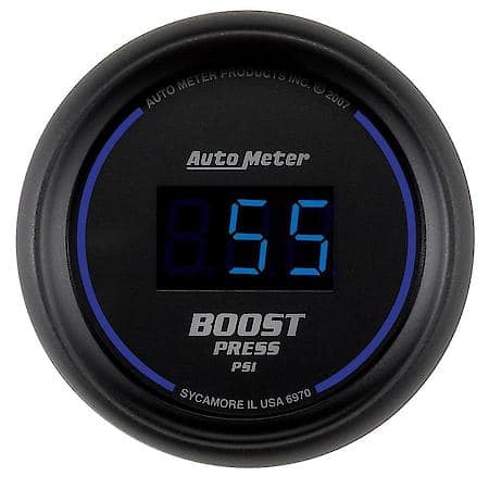 Gauge; Boost; 2 1/16"; 60 PSI; Digital; Black Dial With Blue LED